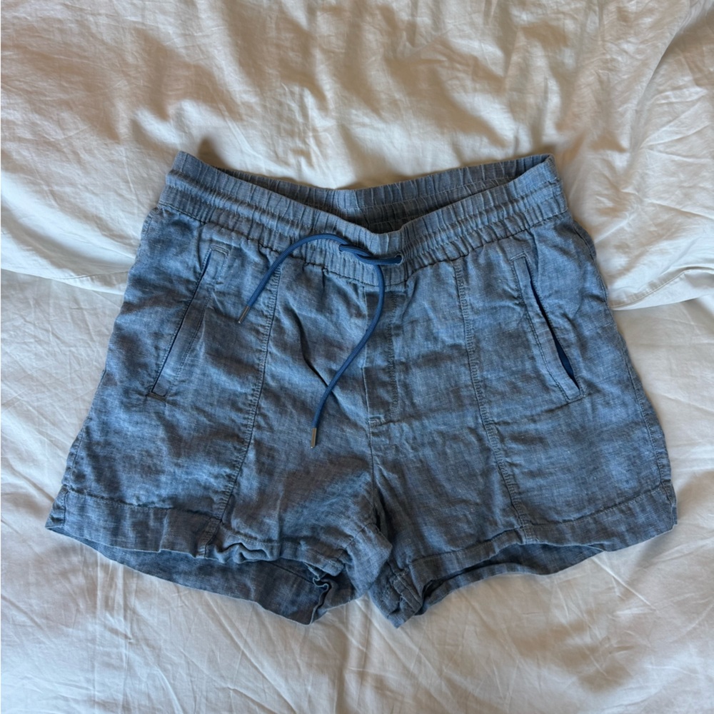 Athleta Light Blue Linen Shorts